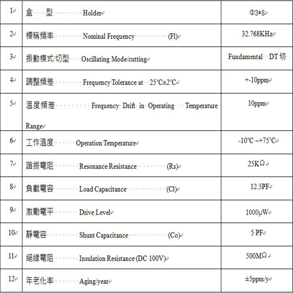 (10pcs)  32.768Khz 3*8mm Crystal Oscillator 32.768K 32768 3x8mm 308 Cylinder Quartz Frequency Resonator  12.5PF ±5PPM