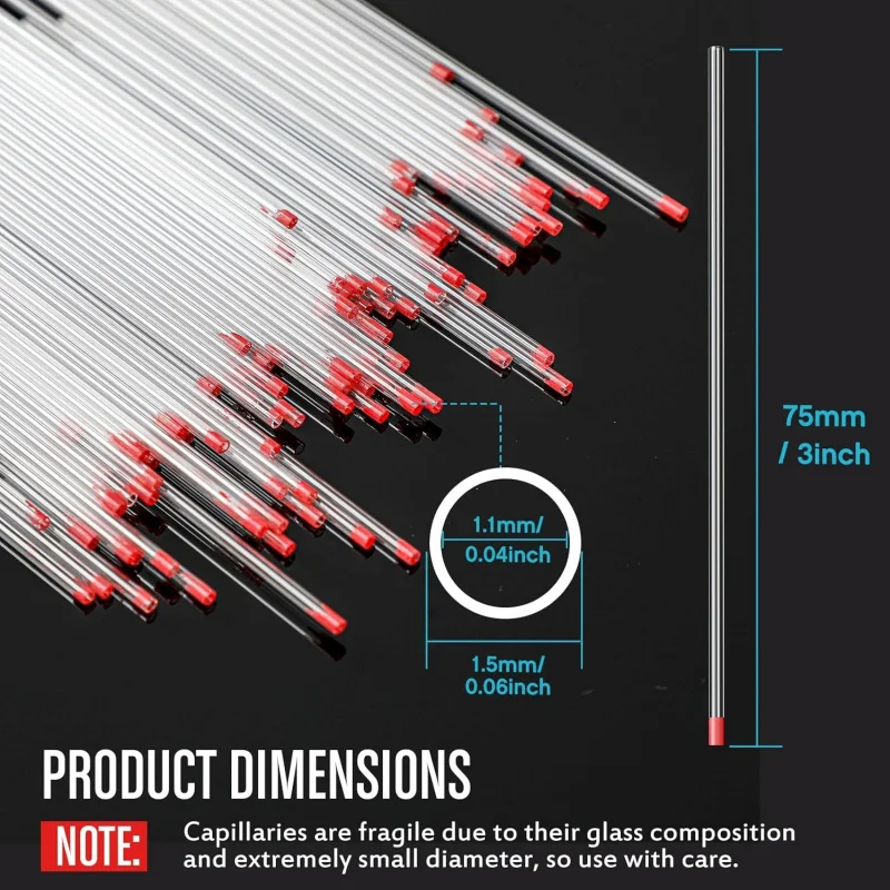 100/200 Pcs Glass Capillary Tubes 75 mm Micro Pipette Capillary Transfer Tube with 1.1 ID and 1.5 OD for Lab TLC Spotting - view 2