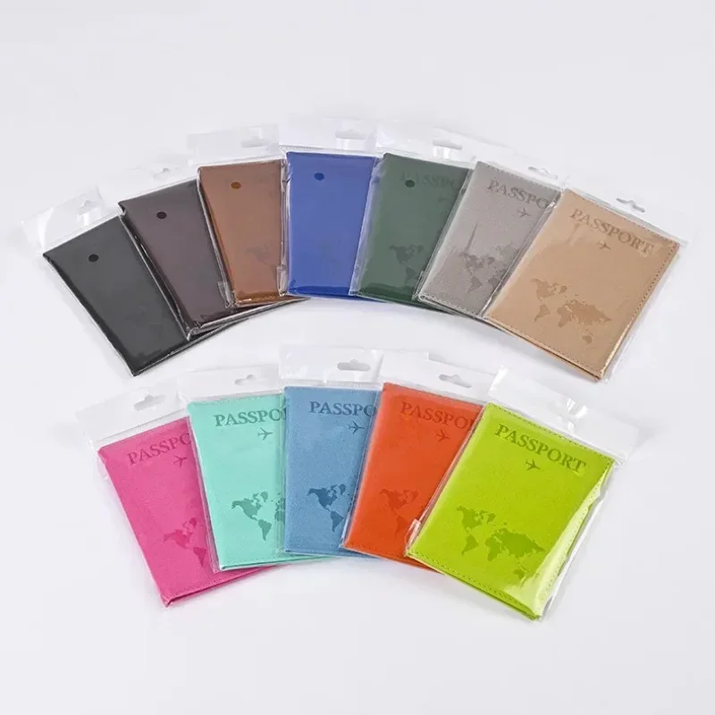 

Candy Color PU Leather Passport Covers Holder Flight Ticket Clip ID Card Protective Case for Women Man Frosted Passport Covers