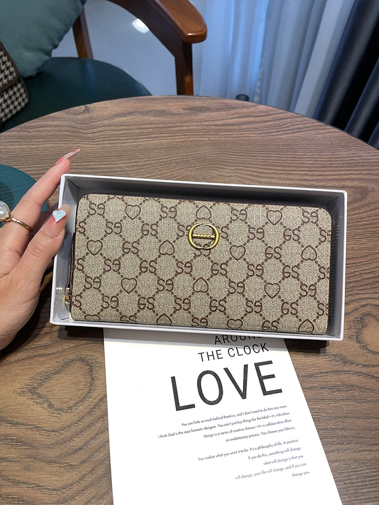 Cartera larga con tarjetero para mujer, bolso para teléfono móvil, bolsa versátil para almacenamiento de monedas, cartera de cuero con patrón geométrico