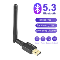 Bluetooth 5.3 Adapter Wireless Audio Transmitter Receiver USB Dongle with Antenna for Windows 10/11 Mouse Keyboard Speaker