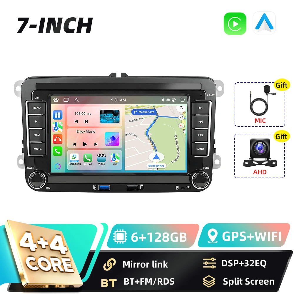 Podofo Carplay 2Din Android Auto Multimedia Speler voor VW SAGITAR JATTA JETTA MAGOTAN Android Auto GPS Mirror Link Auto Audio