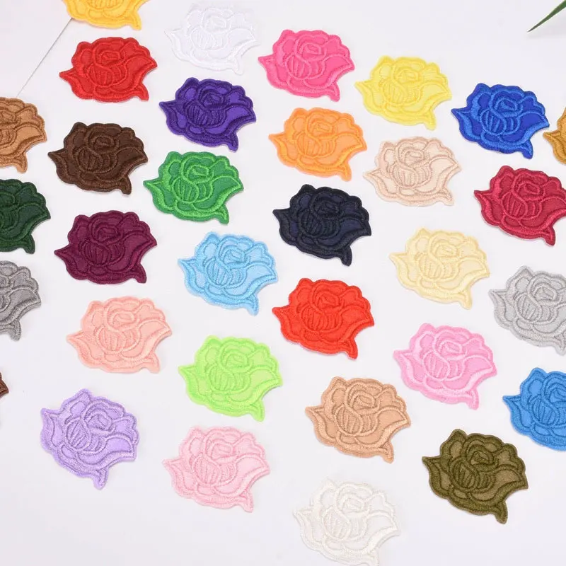 33-teiliges Set Rosen-Stickerei Dekorative Aufnäher für Kleidung, Taschen, Hüte, Socken und Accessoires – Detail 3