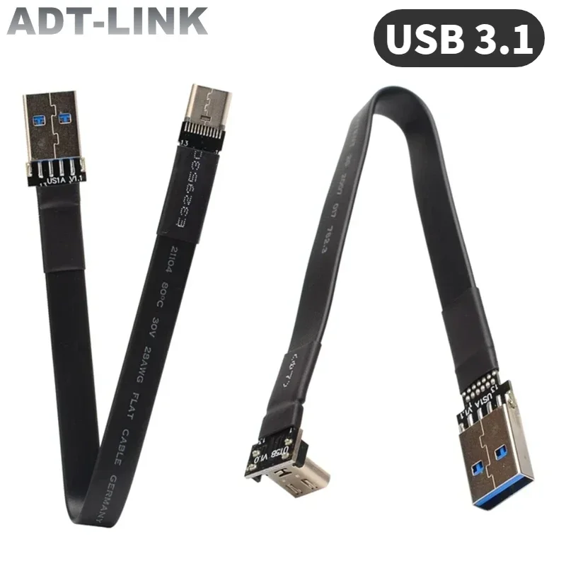 3-300CM USB 3.1 Type C Female To USB-A Male Soft Flat Extension Cable USB 3.1 Data Charge Adapter For PC TV Video Extender Cable