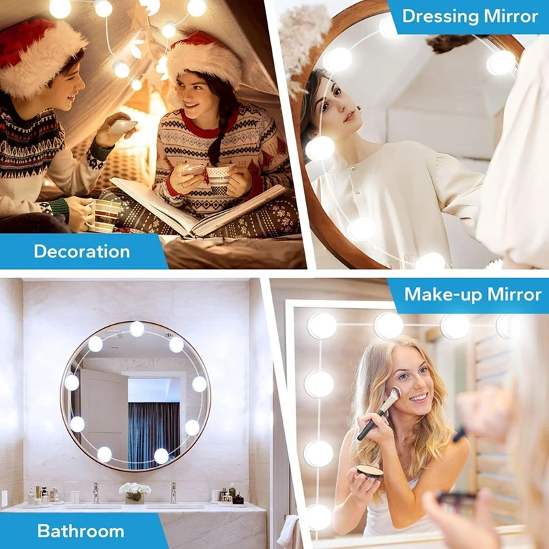 AA46 14 Dimmable Bulbs LED Vanity Mirror Lights With 10 Brightness Levels Adjustable,For Makeup Desk Bathroom Dressing Room