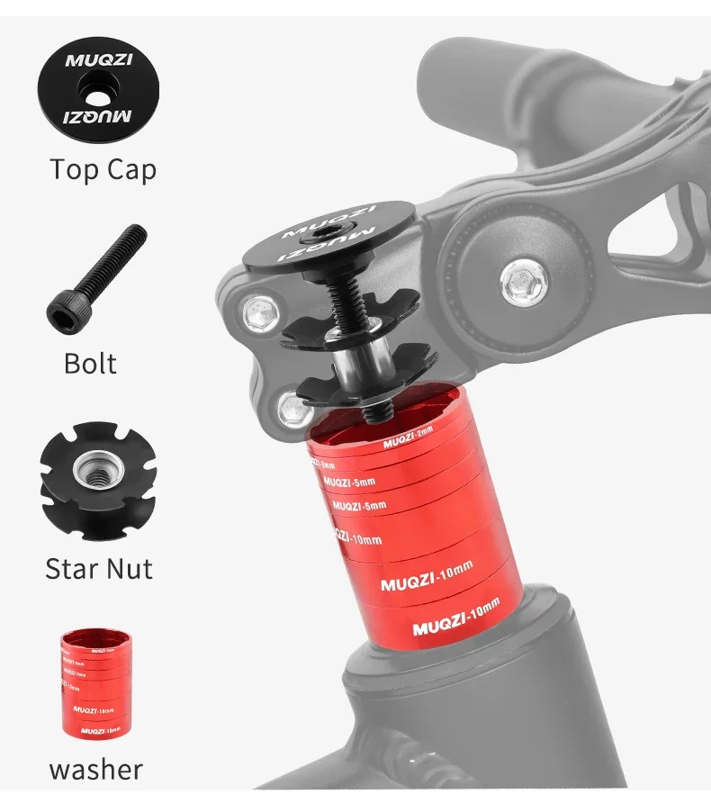Headset-Abstandshalter-Kit 28,6mm Fahrradgabel-Unterlegscheibe mit Vorbau-Deckel MTB Rennrad Zubehör – Detail 6