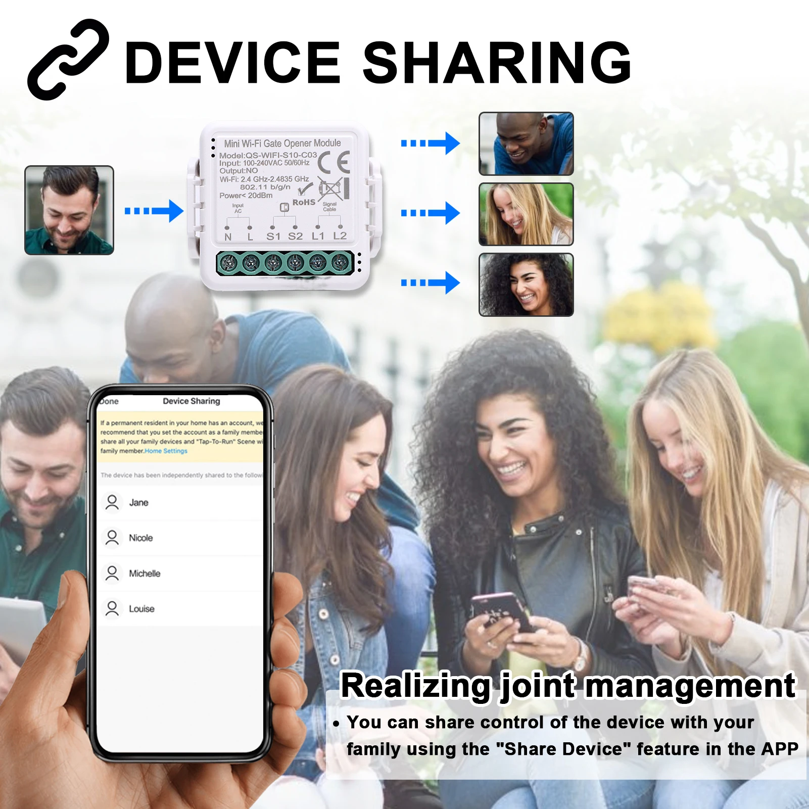 Smart Wi-Fi Garage Door Opener Module Tuya APP Voice Control Compatible with  Home Remote Control Timer Function Device Sharing