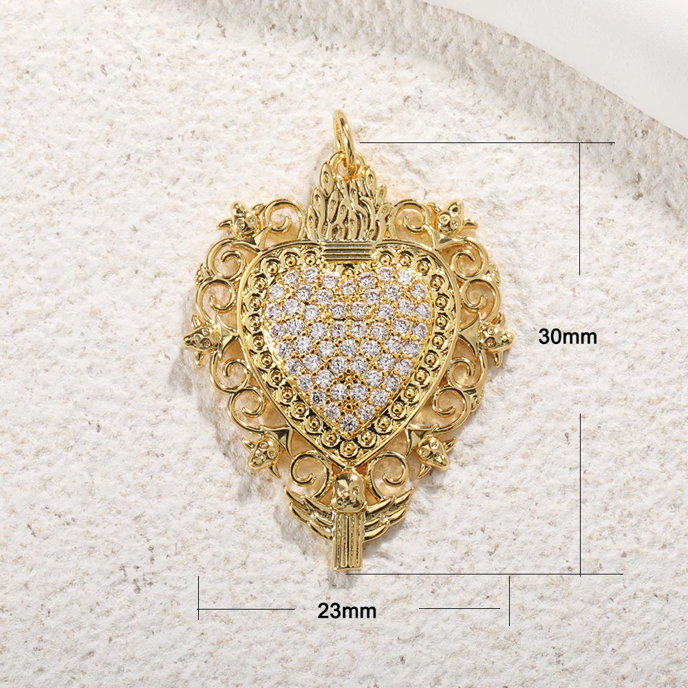 Diy Phone Charm Christmas Luxury Copper Gold-Plated Zircon Crown Heart Pendant Bag Charms Bracelet Necklace Jewelry Accessories