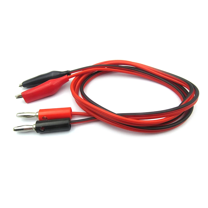 2PCS Test Line Banana Plug To Crocodile Clamp Power Cord Conductor Red and Black 2 Plug To 2 Clamp 1 Meter Long.