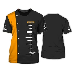 Kitchen Knife Graphic T-shirt For Men Women 3D Printing Fake Chef Pattern T Shirt Summer Fashion Cosplay Costume Short Sleeves