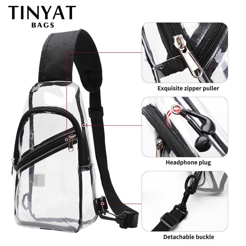 Imagem -03 - Tinyat-clear Chest Bags para Homens e Mulheres Impermeável Transparente Pvc Crossbody Bolsa Pequeno Lazer Bolsa de Ombro Telefone Sling Bags