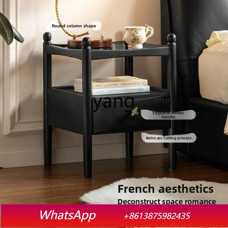 

LMMsolid wood bedside table French retro cherry wood locker bedroom home one pump one locker
