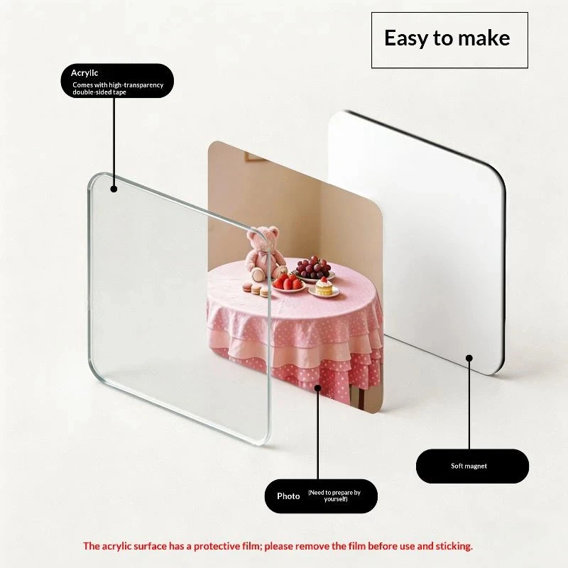 5 Sets Transparent Acrylic Square Round DIY Refrigerator Magnets Magnetic for Home Fridge Decor Handmade Gifts