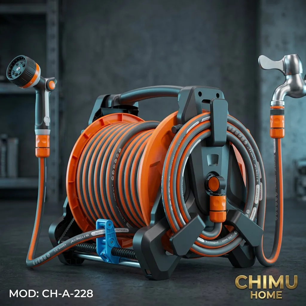 【CHIMU HOME】Pro Car Wash Water Hose Reel Wall Mounted Retractable Hose Storage Rack for Garden Home Maint. Courtyard Flushing