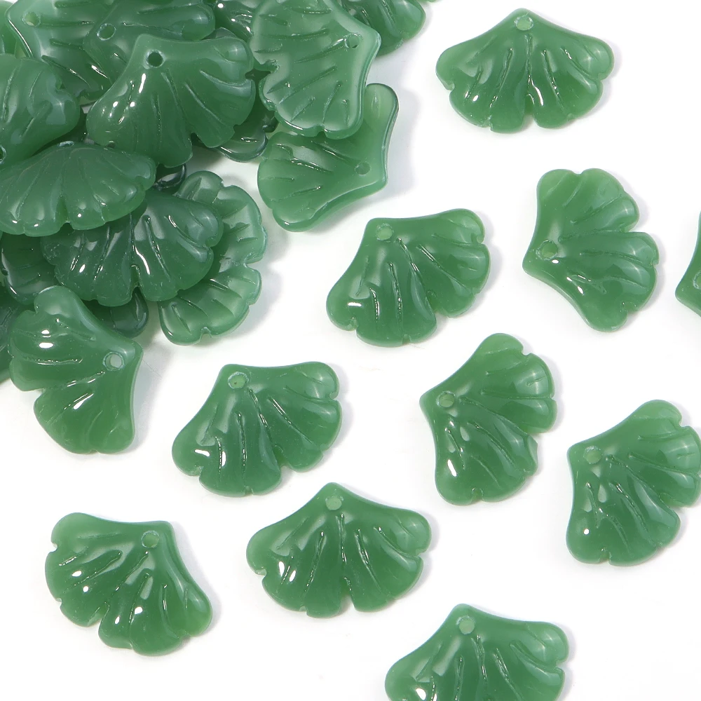 30pcs Glass Leaf Beads for DIY Jewellery Making