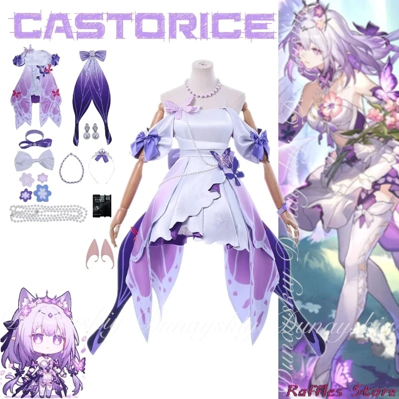 

Honkai: Star Rail Game Castorice One Character The Styx Daughter The Golden Seed With Concert Dress Cosplay Costume Game All Set