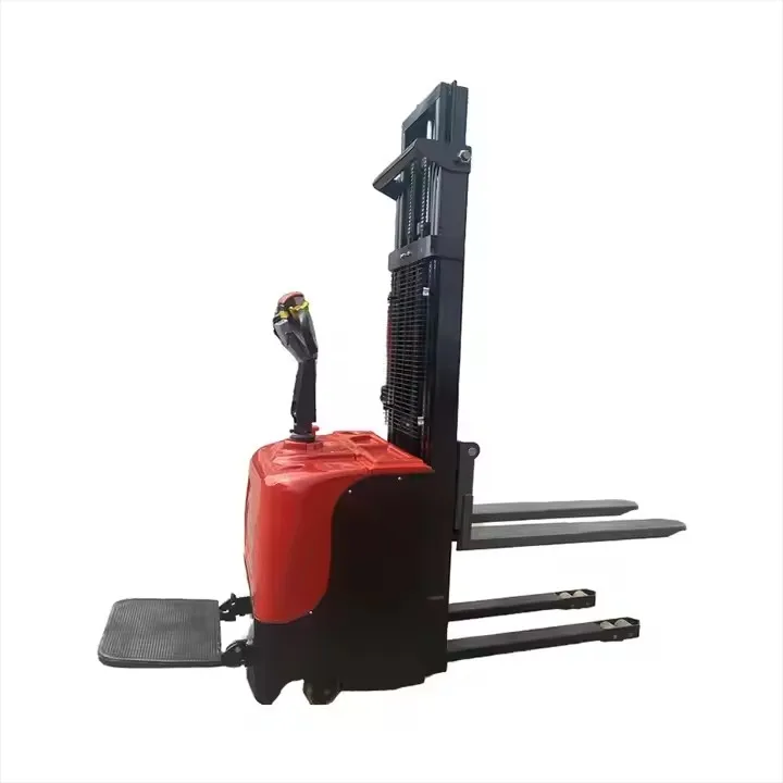 Adjustable Fork Width Pallet Stacker 1000kg 4.5m Full Electric Stacker Lithium Battery Powered Warehouse Lifting Truck
