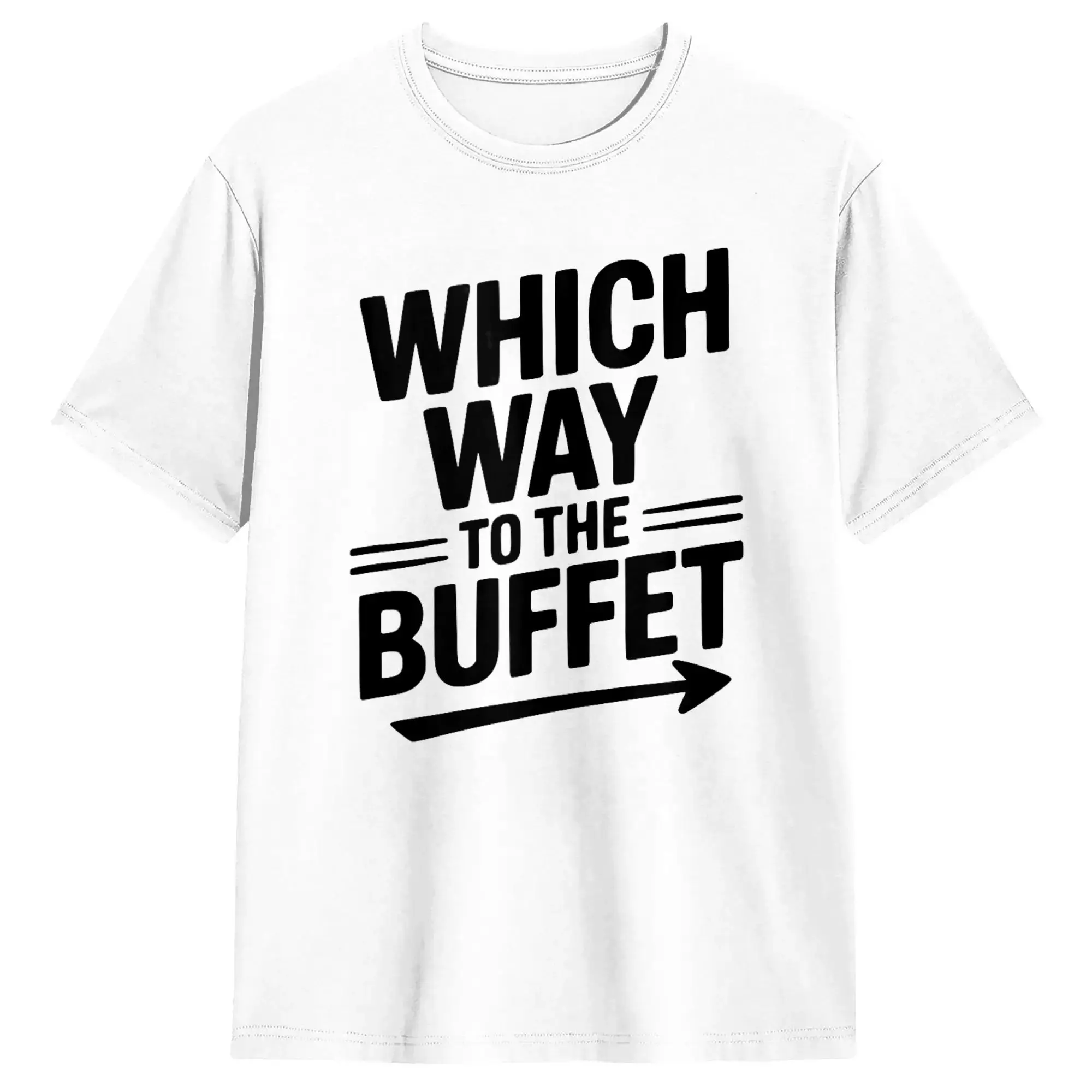 Men T-Shirt Which Way to the Buffet Funny Food Lover T-Shirts Hip Hop  Summer Tee Shirt Streetwear Cotton Tops Gift