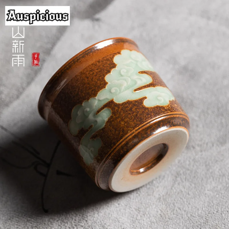 100ML Handmade Longquan Celadon Teacup Vintage Kiln Change Master Cup Tea Pair Personal Jianzhan Chinese Tea Ceremony Craft Gift image 4