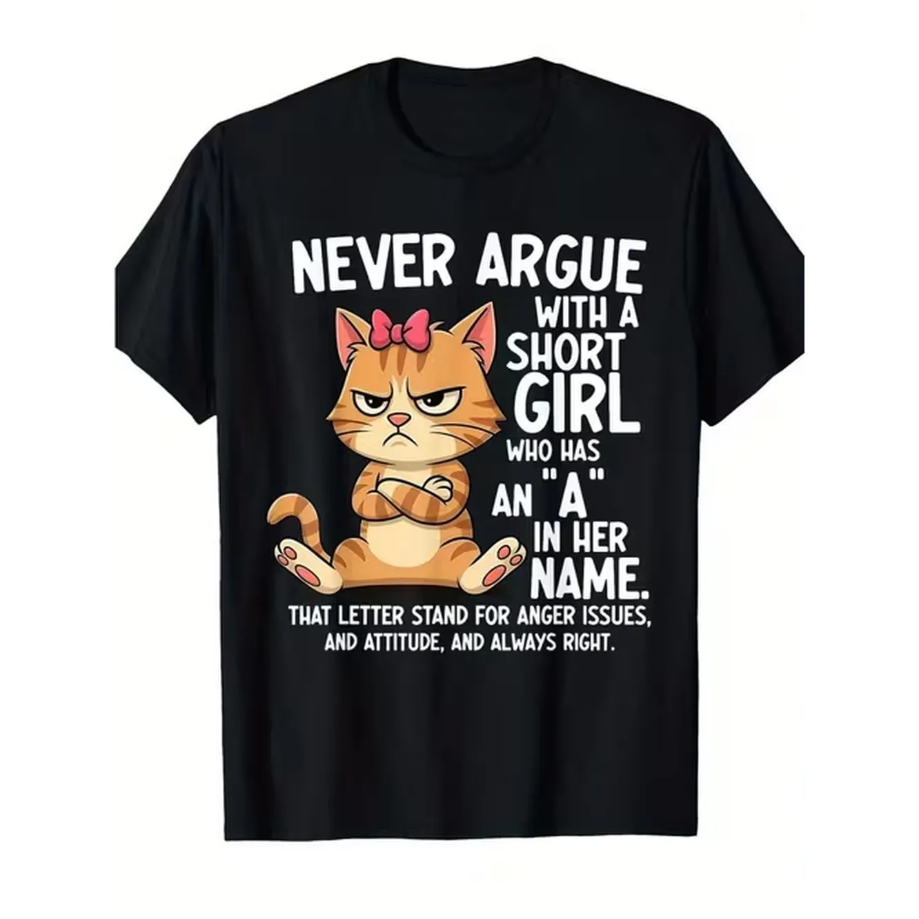 Angry Cartoon Cat Graphic Tee With Text Hus Pen In