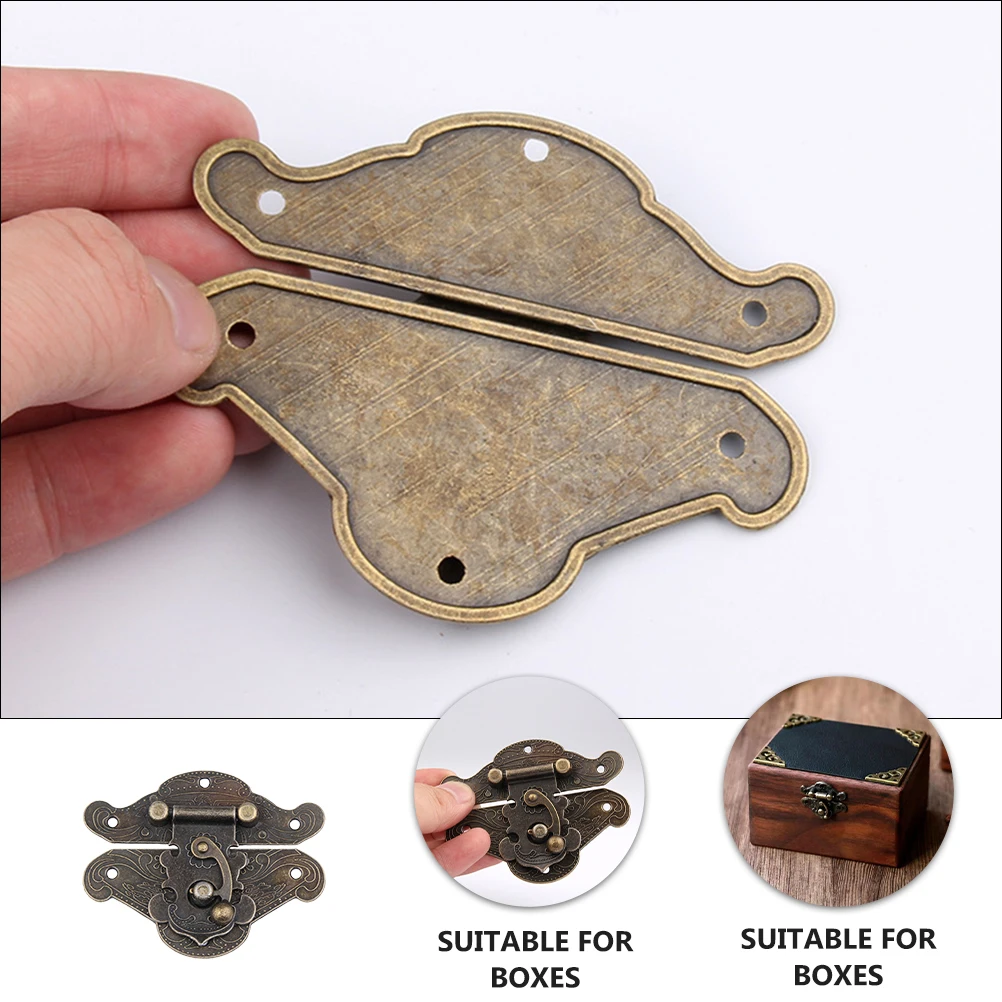 

10 Sets Bag Ingot Hook Buckle Jewelry Clasp Vintage Latch Cabinet Decorative Latches Wood Boxes Case