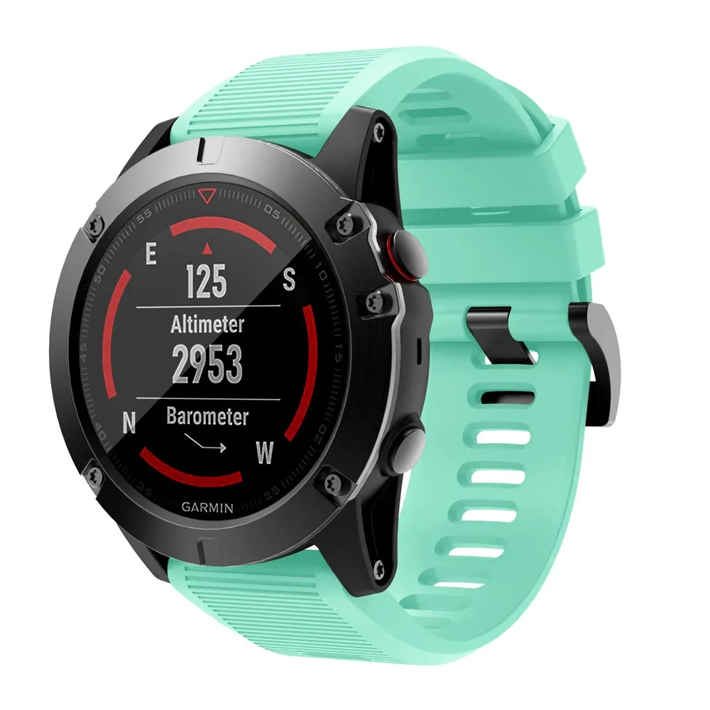 26 مللي متر QuickFit حزام الساعات ل Garmin Quaitx 3/ل Garmin Fenix 8 51 مللي متر سيليكون حزام معصمه مع مشبك أسود