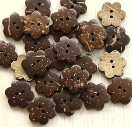 30pcs/lot Size:15mm/18mm Flower Shape Coconut Button Clothing Decoration Accessories Wooden Buttons for Garment(SS-931)