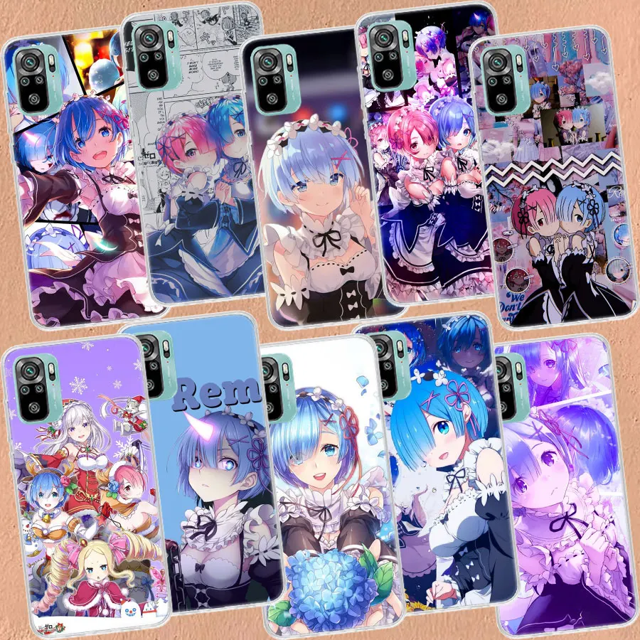 Anime ReZERO Ram Rem Phone Case For Xiaomi Redmi Note 11 10 12 Pro Plus 9 8 7 12S 11T 11S 11E 10S 9T 8T 9S 4G 5G Capa Coque For