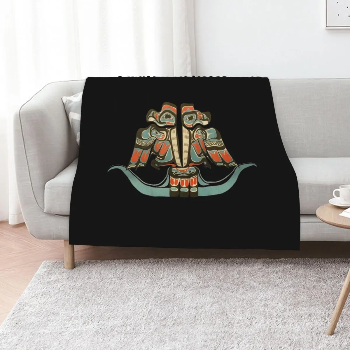 Northwest Native Art Haida - Tlingit Thunderbird Throw Blanket Decoratives Thin Kid'S Hairys heavy to sleep Soft Plaid Blankets