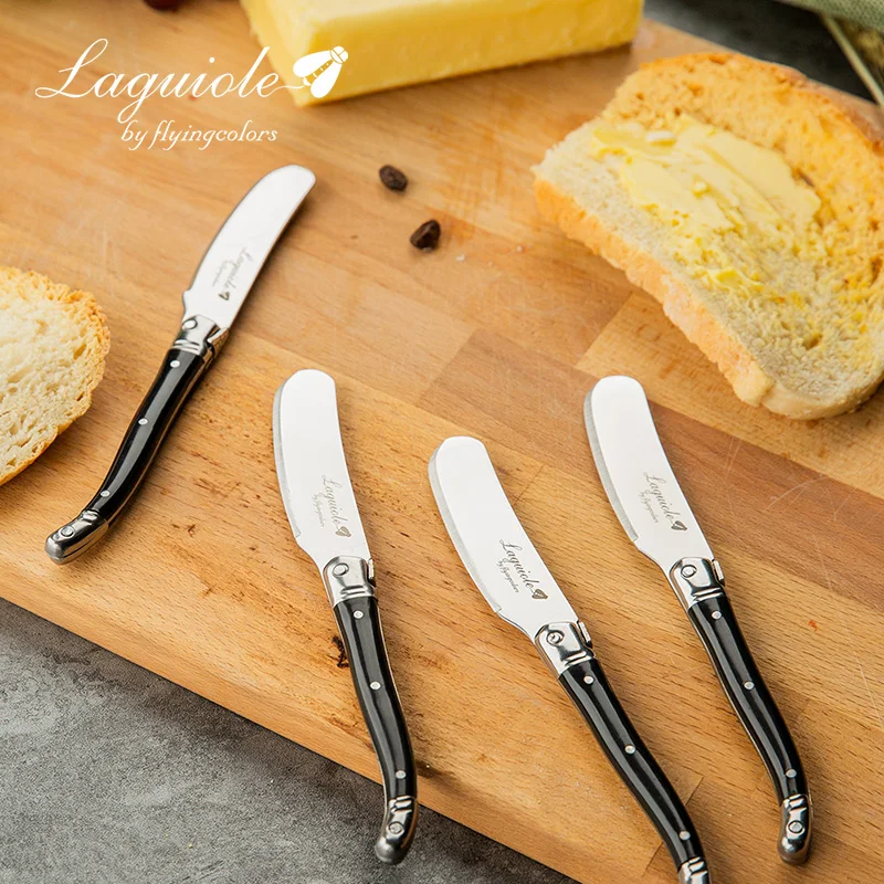 3-10pcs 6.25'' Black Laguiole style Butter Knives Cheese Spreaders Set Stainless Steel CheeseSpatula Restaurant Bar Kids Cutlery