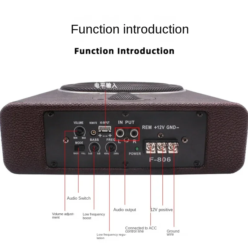 8-дюймовый модифицированный ультратонкий сабвуфер высокой мощности 12 В с древесным звуком высоких частот
