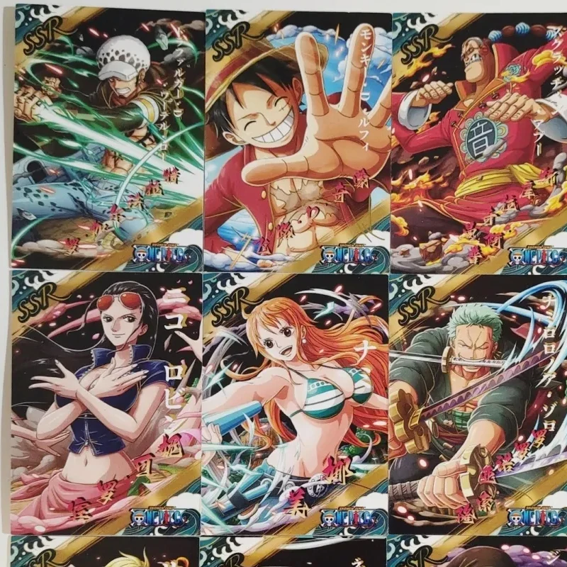 애니메이션 원피스 SSR SR 카드 세트 루피 에이스 조로 산지 나미 로빈 컬렉션 카드 크리스마스 생일 선물 어린이 장난감