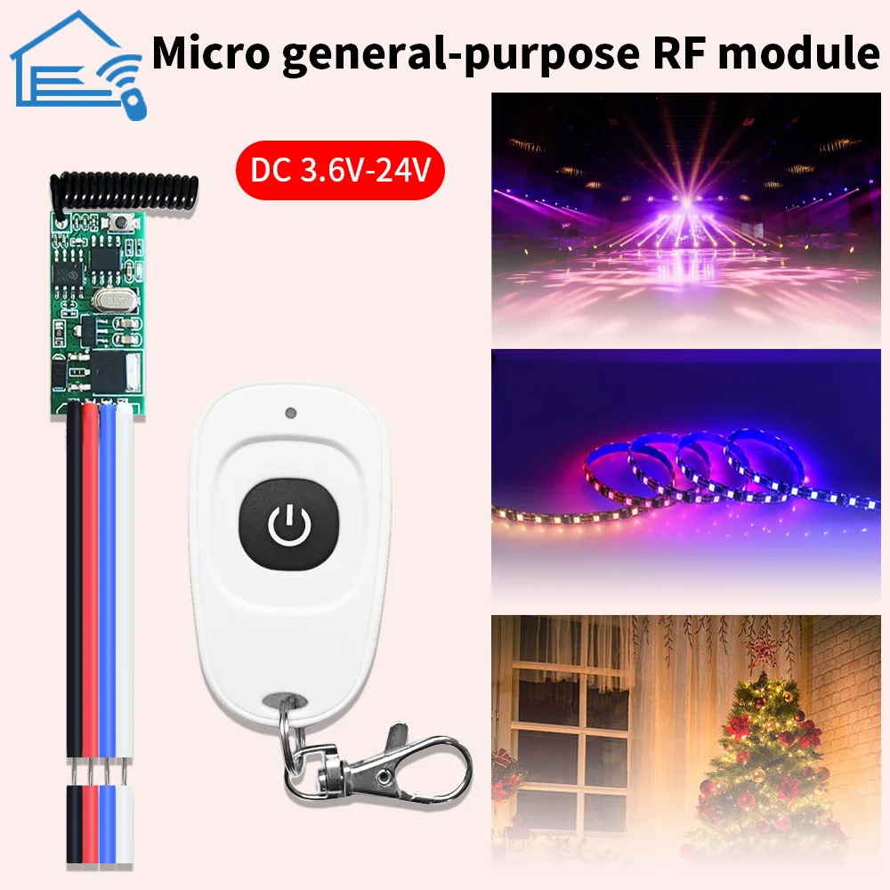 

Mini interruptor de Control remoto de Motor RF, módulo de relé de 433MHz DC 6V 12V 18V 24V, transmisor de 50m, para parada inver