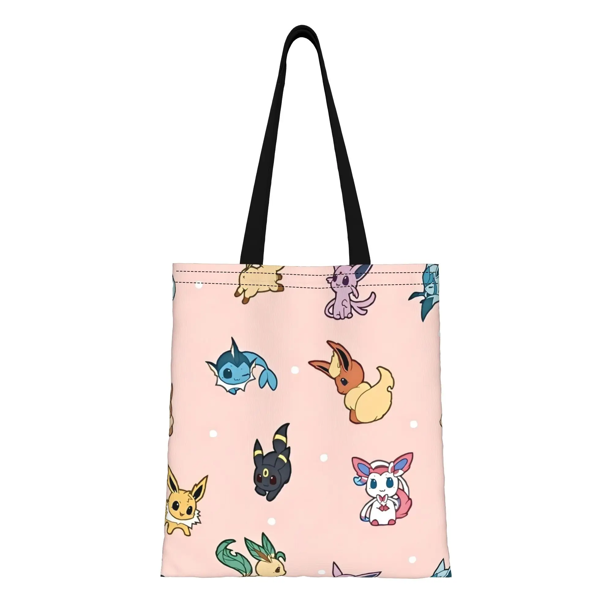 

Eevee 2 Pokemon Canvas Tote Bag Perfect for Grocery Women's Top-Handle Bags
