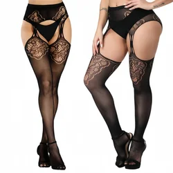 FREEAUCE Plus Large Size Black Stockings Hollow Pantyhose Sexy High Waist Panty Fishnet Long Socks Tights for Oversize Woman XXL