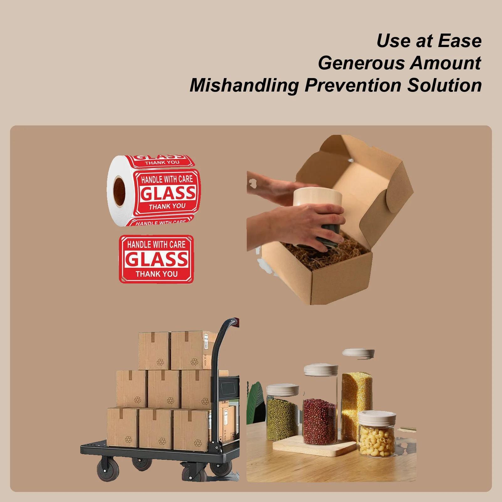ملصقات هشة للشحن 250 قطعة التعبئة التفاف لفة ملصقات هشة الأمتعة لصناديق أطباق الأعمال المواد الزجاجية