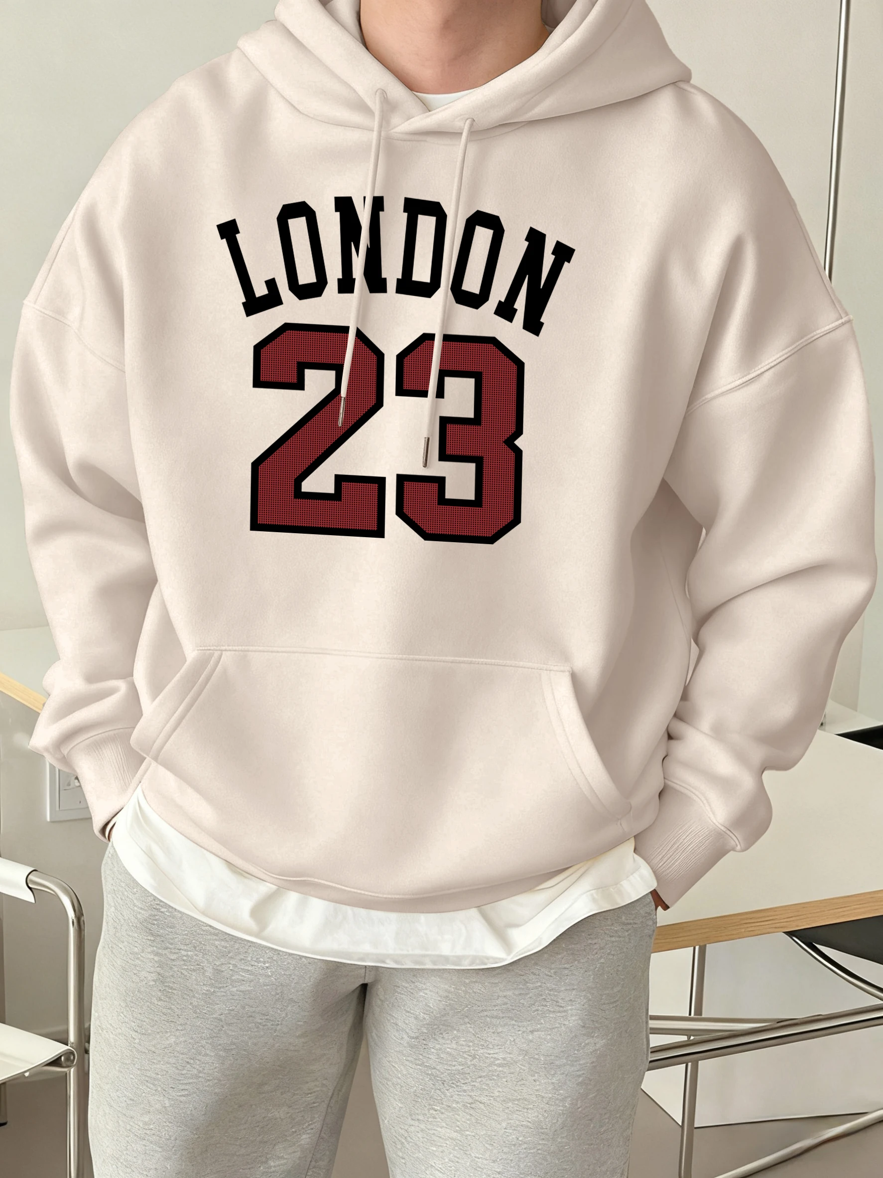 حول لندن 23 طباعة اليومية الرياضة هوديي الرجال الشارع البلوفرات الناعمة خمر بلوزات غير رسمية الخريف الصوف للجنسين ملابس فضفاضة