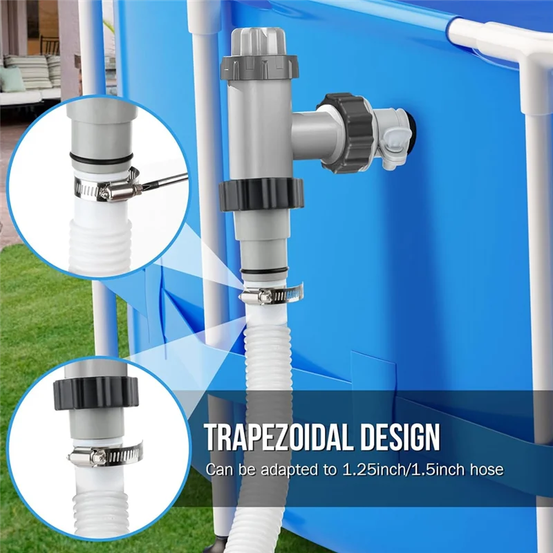 Adattatore per tubi per piscina Tipo connettore A/B per tubi da 1,25 pollici e 1,5 pollici per pompa filtro Intex, sistemi di acqua salata durevoli