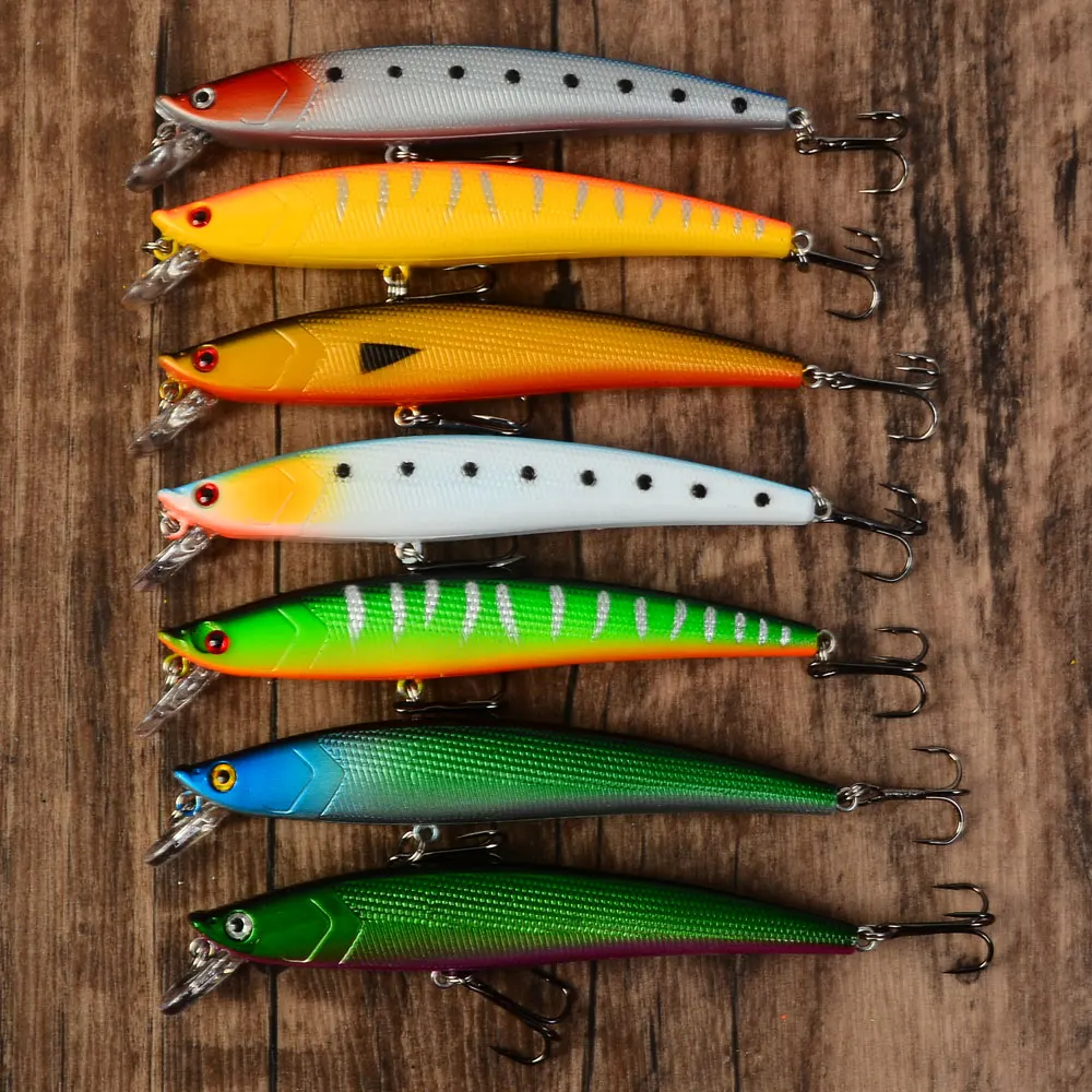 7 個のフローティングミノー プロ品質の釣りルアー ハードフローティングワブラー クランクベイト バス