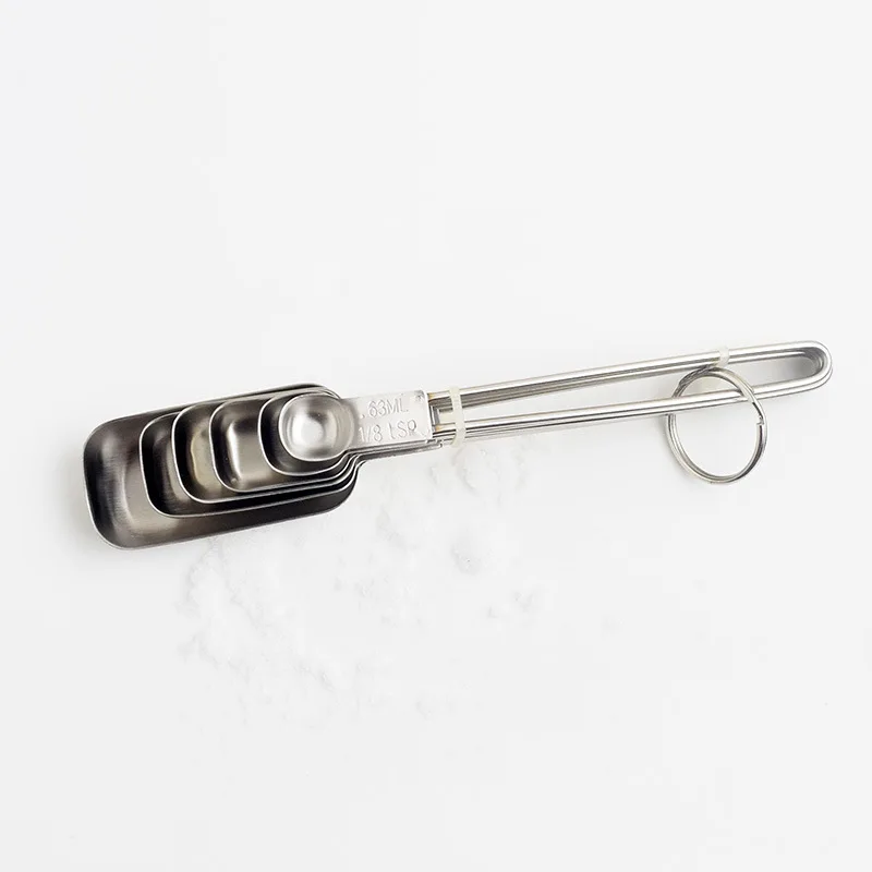 50Set Small Square Head Measuring Spoon Set Baking Accessories Stainless Steel Handle Coffee Measure Scoop Set Kitchen Gadgets
