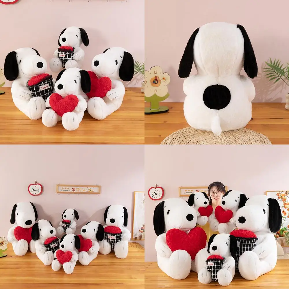 

Kawaii Snoopy плюшевая игрушка, мягкая щенок, собака Снупи, держащая сердце, милая наполненная кукла для детей, подарок на день рождения, плюшевая игрушка, оптовая продажа