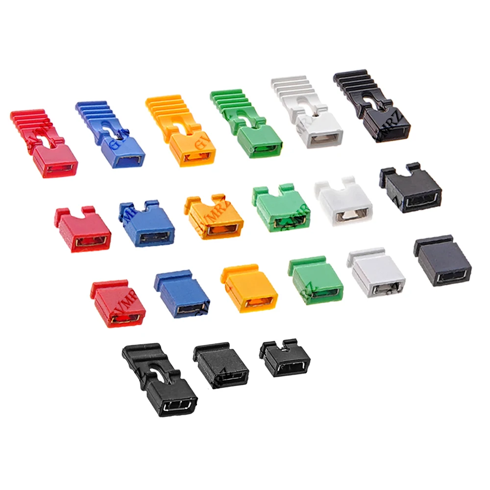 100PCS/lot 2.54mm Jumper Cap Short Circuit Block Connector Hat Closed Open Long Handle for Pin Header Male Female PCB 2.54mm
