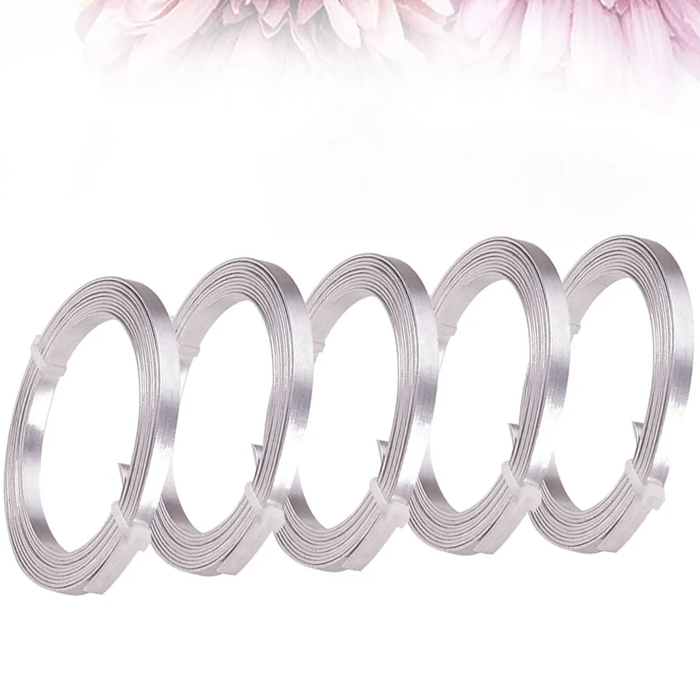 

5 Rolls Flat Aluminum Wire DIY Jewelry Material Kit Flexible Non-Fading for Earrings Bracelets Anklets Handmade