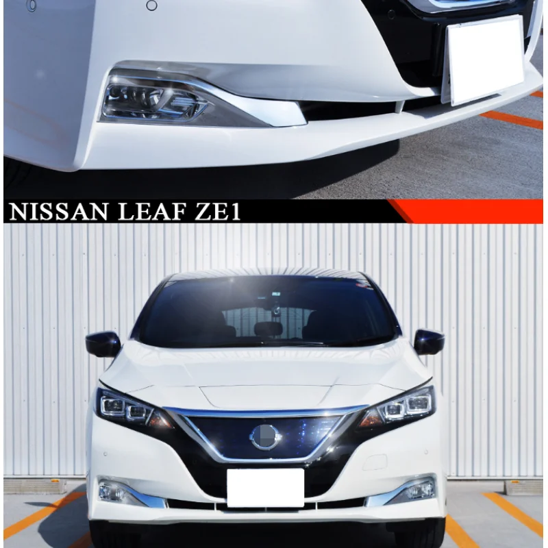 For Nissan Leaf ZE1 2018 -2022 Accessories Fog Lamp Eyelid Eyebrow Strip  Garnish Cover Trim Car Styling Chrome