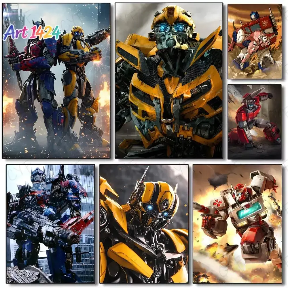 Transformers Film Poster Canvas Painting Wall Art Mural, Classic Movie Robot Print for Living Room Home Decor and Gift Decoratio