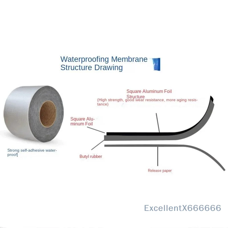 Butyl Waterproof Self Adhesive Tape Anti-Leak UV Resistant Aluminum Foil for Outdoor Water Pipe Gutter Sealing Repair