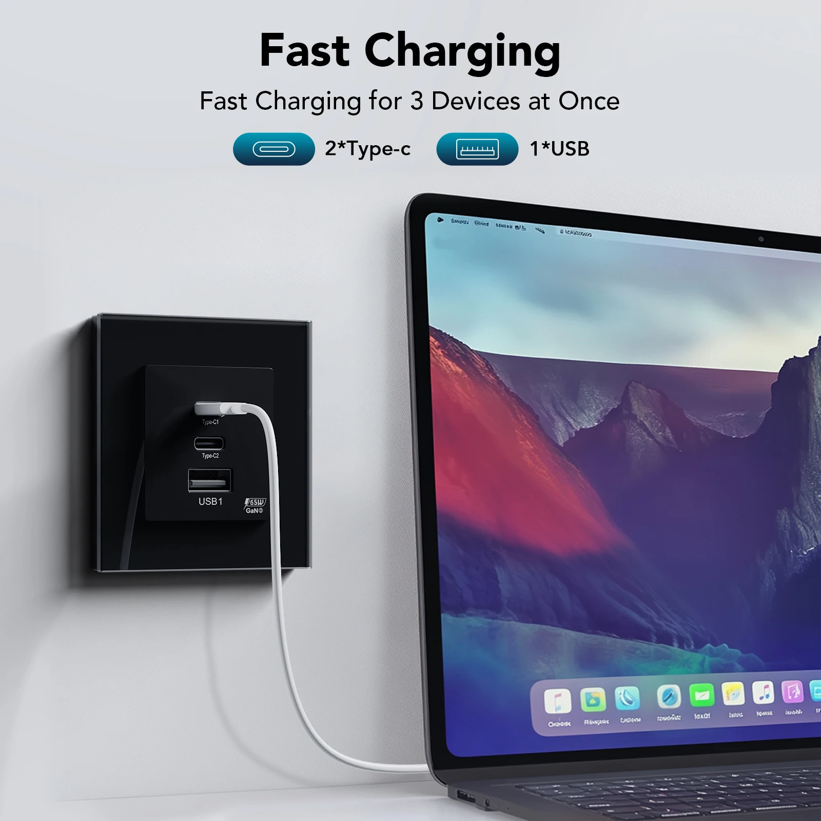 BSEED Universal Wall Sockets Function Part 65W PD Fast Charge Port USB Type-C Quick Charge Adapter DIY Module Part Without Frame