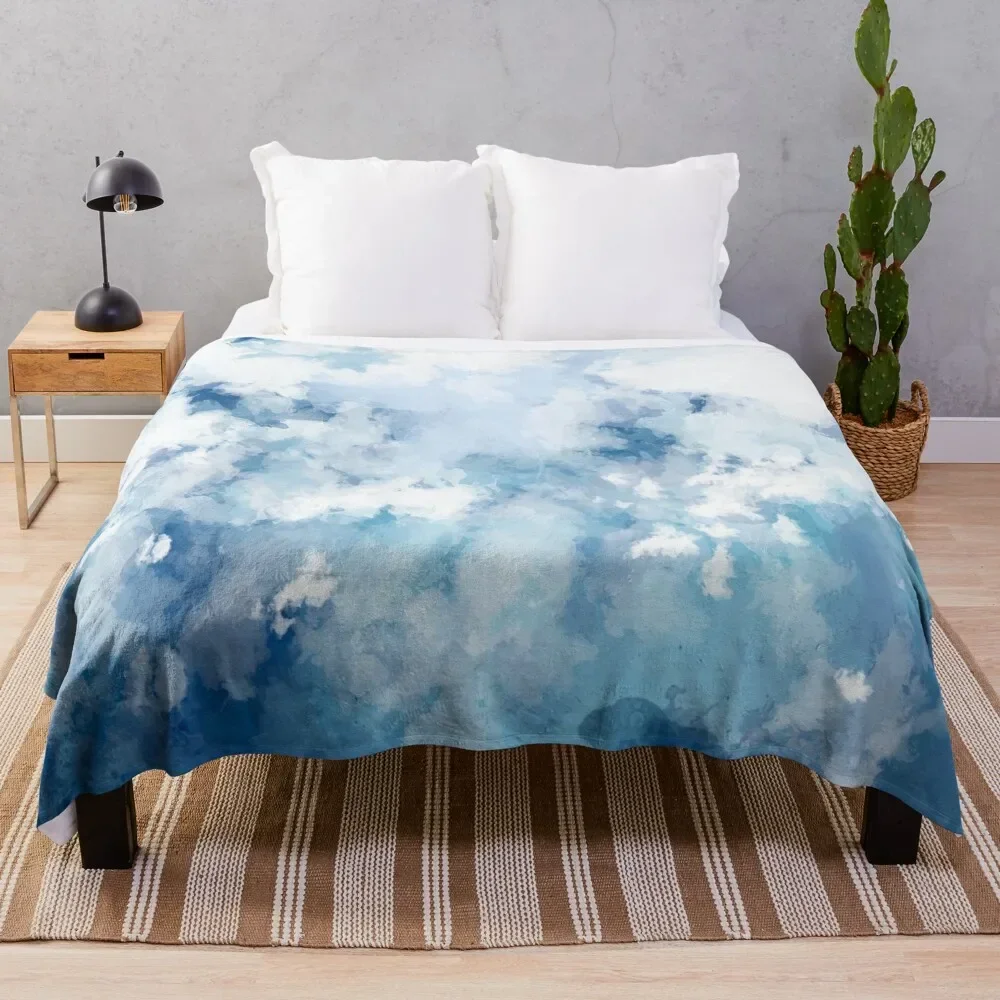 

Light blue cloud pattern Throw Blanket bed plaid Winter beds Flannels warm winter Blankets