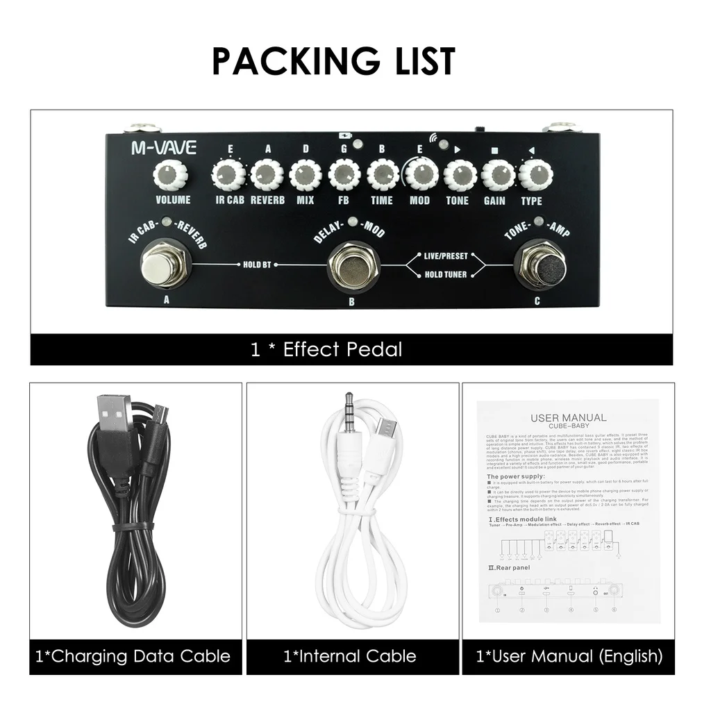 Imagem -05 - M-vave Multi Effects Pedal Processor Baby Delay Processers Pedal de Efeito Guitarra Phaser Reverb Armários ir Simulação Chorus