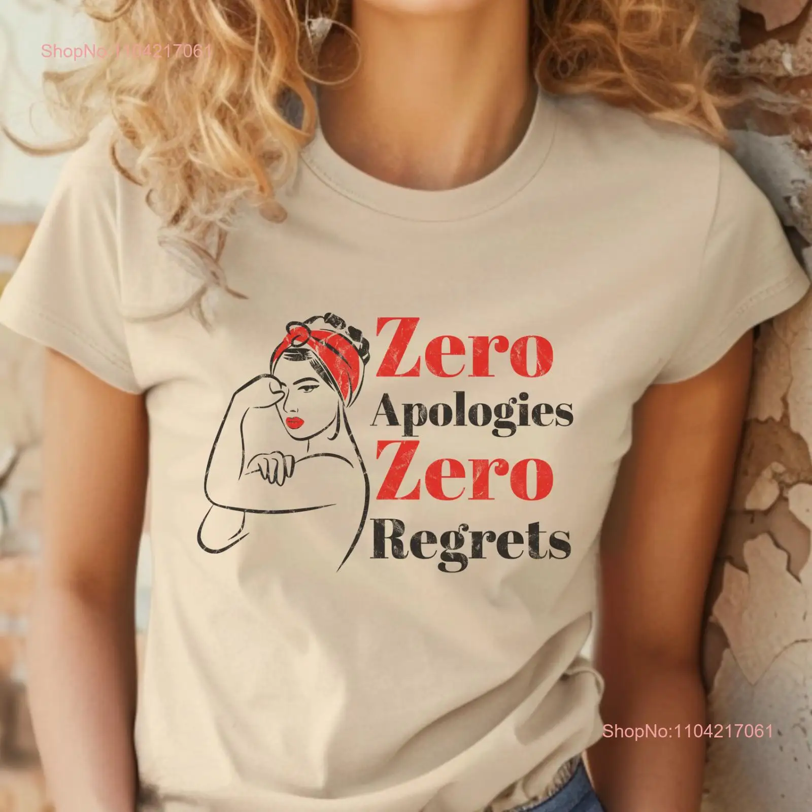 Vintage 1950's Feminism T Shirt Zero Apologies Regrets Feminist EmpowermenT Inspirational Rosie the Riveter Design